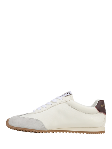 Sam Edelman Isella 2 Suede Lace Up Trainers - view 2, Optic White/Plum Wine