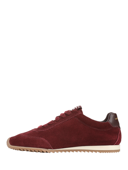 Sam Edelman Isella Suede Lace Up Trainers - view 2, French Burgundy