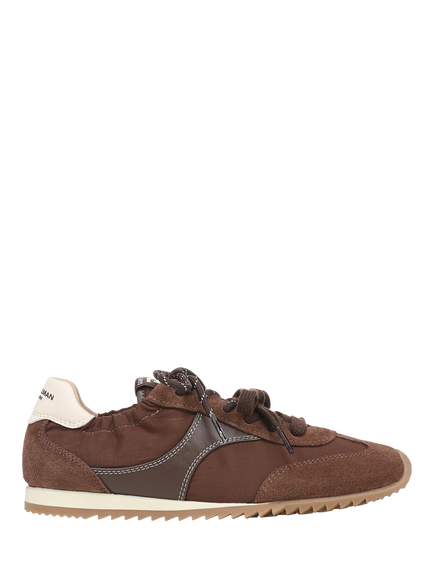 Sam Edelman Ivanna Leather Lace Up Trainers, Jave Brown/Cafe Noir