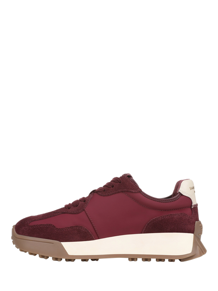 Sam Edelman Langley 3 Suede Lace Up Trainers, French Burgundy - view 2, French Burgundy