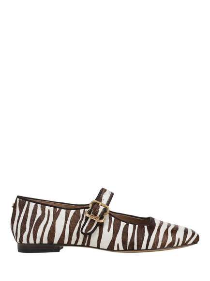 Sam Edelman Michaela Mary Jane Calf Hair Ballerina Pumps, Chocolate/White, Chocolate/White