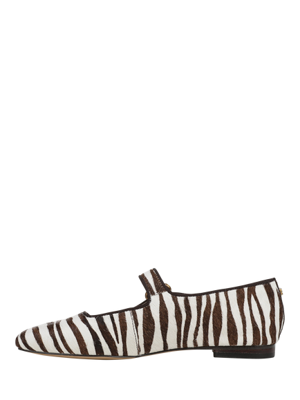 Sam Edelman Michaela Mary Jane Calf Hair Ballerina Pumps, Chocolate/White - view 2, Chocolate/White