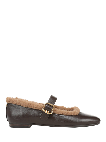 Sam Edelman Michaela Faux Fur Leather Mary Jane Flats, Cafe Noir, Cafe Noir