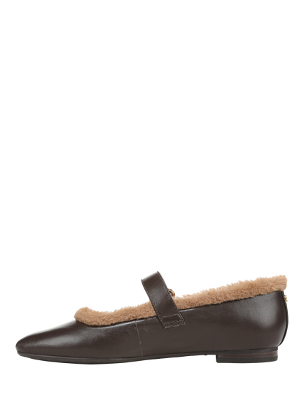 Sam Edelman Michaela Faux Fur Leather Mary Jane Flats, Cafe Noir - view 2, Cafe Noir