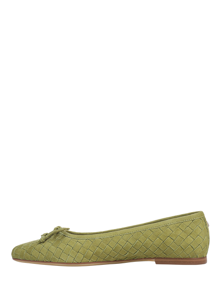 Sam Edelman Ruthie Woven Suede Ballerina Pumps - view 2, Martini Olive