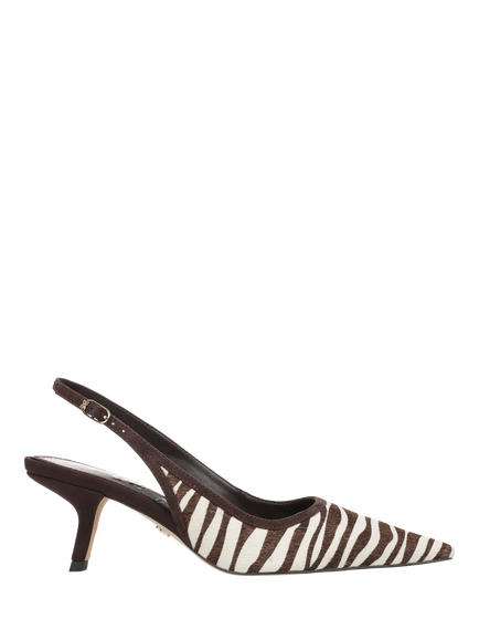 Sam Edelman Bianka Leather Animal Print Pointed Slingback Courts, Chocolate/Ivory, Brown