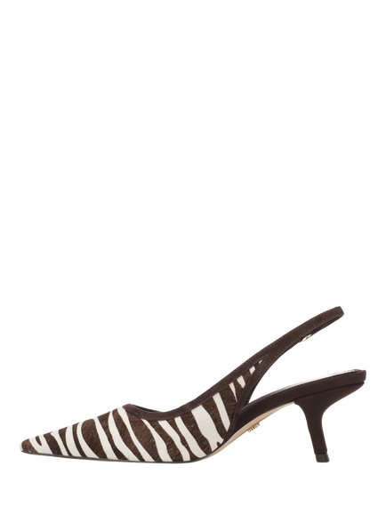 Sam Edelman Bianka Leather Animal Print Pointed Slingback Courts, Chocolate/Ivory - view 2, Chocolate/Ivory