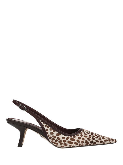 Sam Edelman Bianka Leather Animal Print Pointed Slingback Courts, Chocolate/Multi, Chocolate/Multi