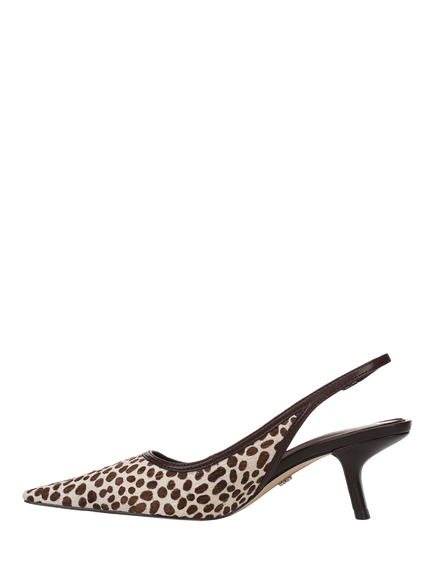 Sam Edelman Bianka Leather Animal Print Pointed Slingback Courts, Chocolate/Multi - view 2, Chocolate/Multi