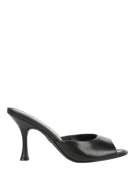 Sam Edelman Jeanie Leather Flared Heel Mules, Black, Black
