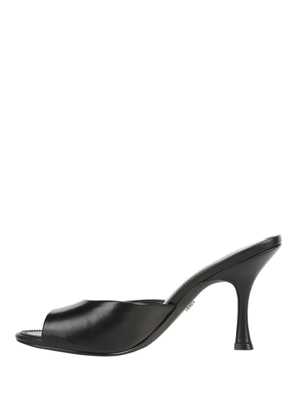Sam Edelman Jeanie Leather Flared Heel Mules, Black - view 2, Black