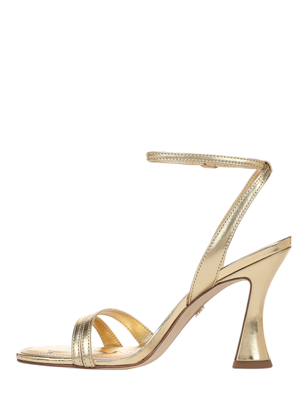 Sam Edelman Junie Leather Flared Heel Strappy Sandals, Amber Gold - view 2, Amber Gold