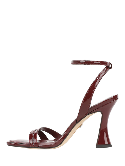 Sam Edelman Junie Leather Flared Heel Strappy Sandals, French Merlot - view 2, French Merlot