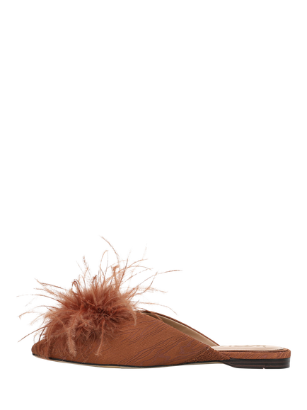 Sam Edelman Khai Feather Mules - view 2, Bright Bourbon