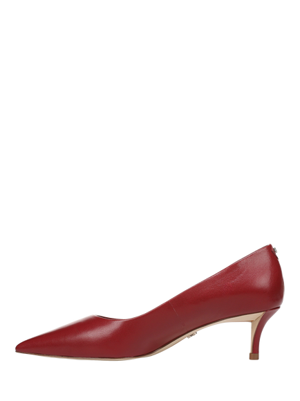 Sam Edelman Summer Leather Kitten Heel Court Shoes - view 2, Deep Scarlet