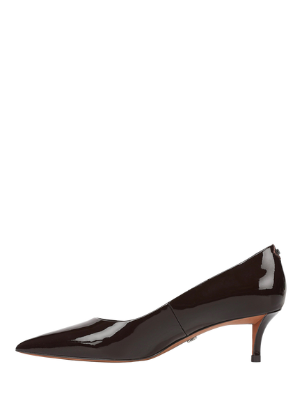 Sam Edelman Summer Leather Kitten Heel Court Shoes, Rich Chocolate - view 2, Rich Chocolate