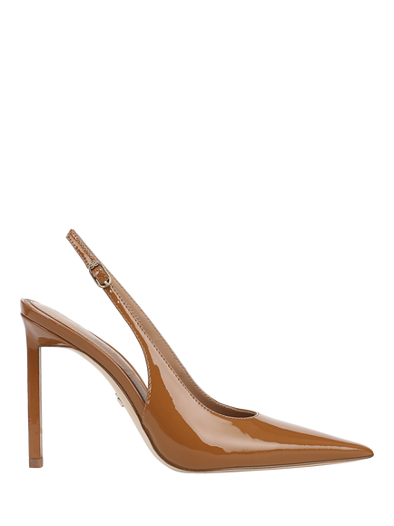 Sam Edelman Tegan Patent Leather Stiletto Heel Slingback Court Shoes, Tan