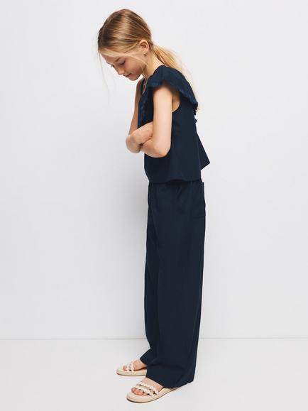 Mango Kids' Loose Fit Trousers, Navy, Navy