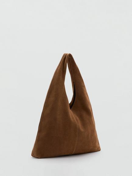 Mango Suede Leather Tote Bag, Camel - view 2, Camel