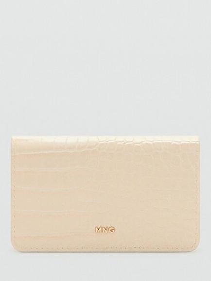 Mango Croc Embossed Wallet, Beige, Beige