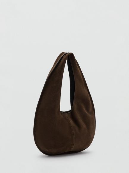 Mango Suede Hobo Bag, Chocolate - view 2, Chocolate
