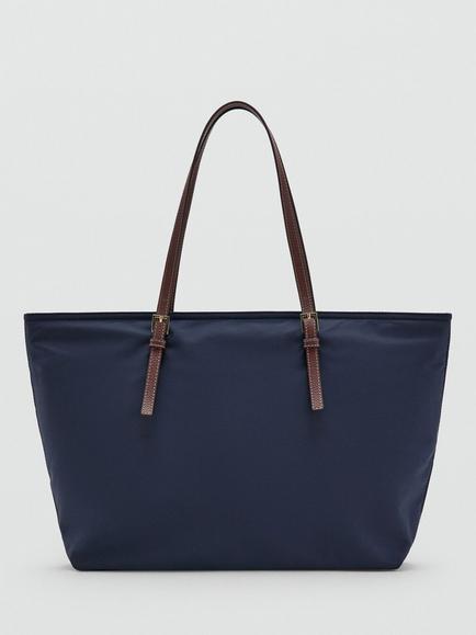 Mango Structured Tote Bag, Navy