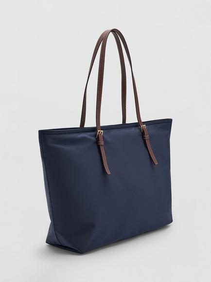 Mango Structured Tote Bag - view 2, Navy