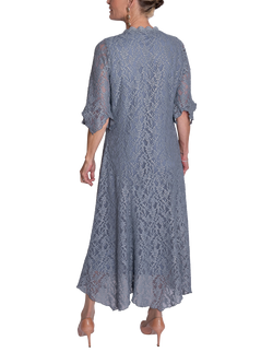 chesca Lace V-Neck Dress, Platinum/Gold - view 2, Platinum/Gold