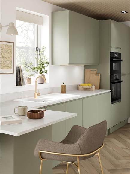John Lewis Elements Eliot Fitted Kitchen, Sage