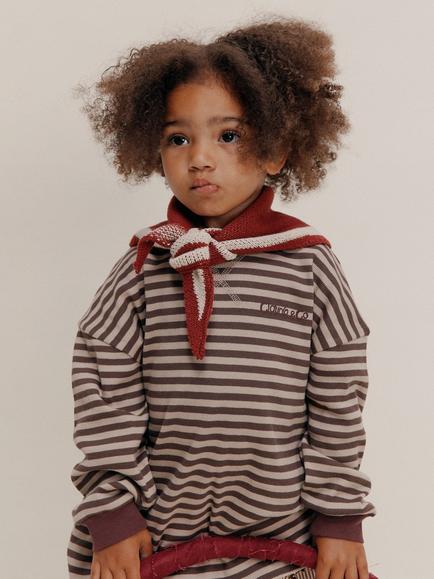 Claude & Co Kids' Jamie Acorn Stripe Long Sleeve T-Shirt, Brown, Brown