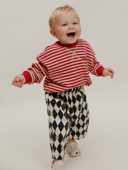 Claude & Co Kids' Jamie Stripe Long Sleeve T-Shirt, Crimson, Crimson