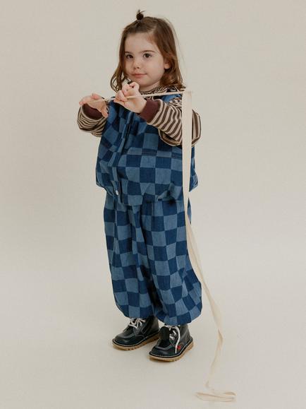 Claude & Co Kids' Murphy Check Denim Trousers, Blue, Blue