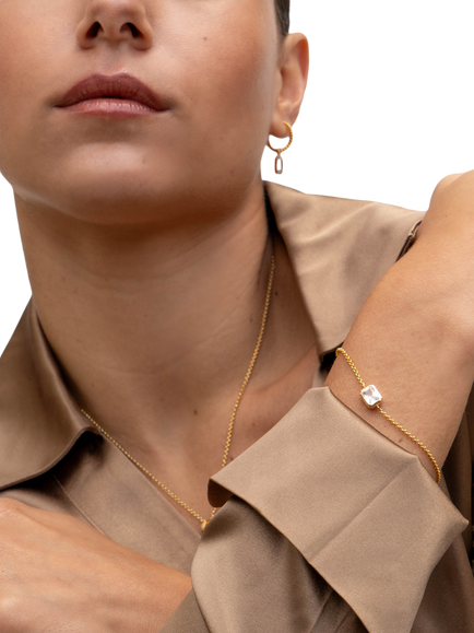 Dower & Hall White Topaz Chain Bracelet, Gold - view 2, Gold