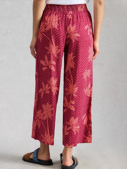 White Stuff Shelly Wide Leg Culottes, Pink/Multi - view 2, Pink/Multi