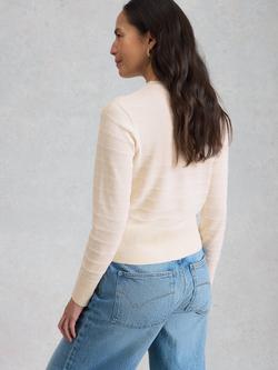White Stuff Lois Textured Stitch Detail Cardigan, White - view 2, White