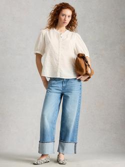 White Stuff Lana Textured Short Sleeve Spot Blouse, White - view 2, White