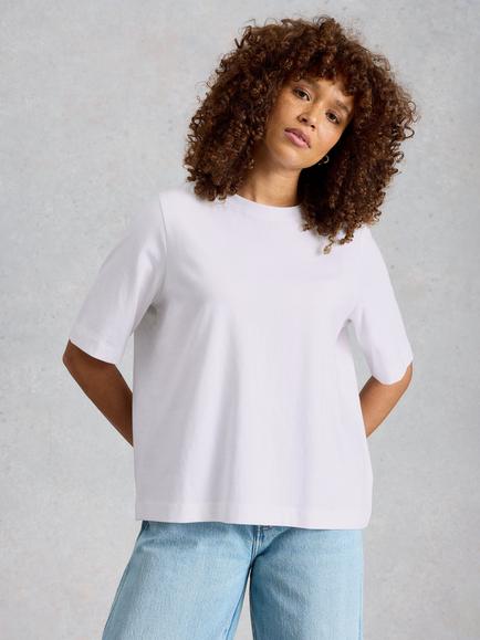 White Stuff Khloe Relaxed Fit Crew Neck Cotton T-Shirt, White