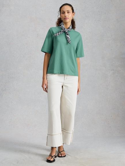 White Stuff Khloe Relaxed Fit Crew Neck Cotton T-Shirt, Mid Teal