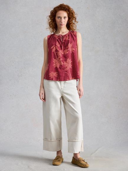 White Stuff Marley Linen Blend Vest containing LENZING™ ECOVERO™ Viscose, Pink/Multi