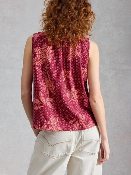 White Stuff Marley Linen Blend Vest containing LENZING™ ECOVERO™ Viscose - view 2, Pink/Multi
