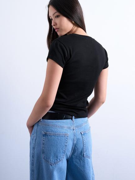 Topshop Everyday Short Sleeve Cotton T-Shirt, Black - view 2, Black