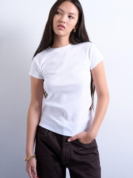 Topshop Everyday Short Sleeve Cotton T-Shirt, White, White