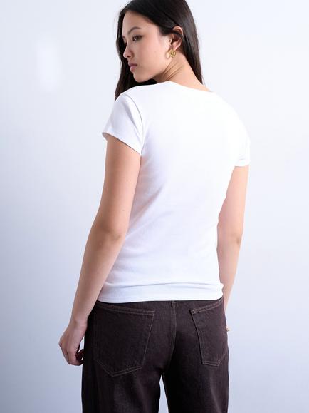 Topshop Everyday Short Sleeve Cotton T-Shirt, White - view 2, White