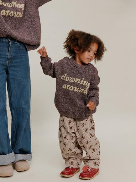Claude & Co Kids' Lori Clowning Around Jumper, Plum/Coco - view 2, Plum/Coco