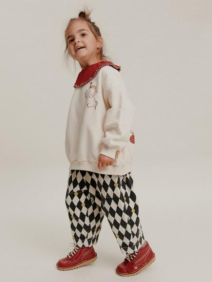 Claude & Co Kids' Rex Harlequin Spot Trousers, Charcoal, Charcoal
