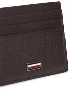 Tommy Hilfiger Leather Card Holder, Brown - view 2, Brown