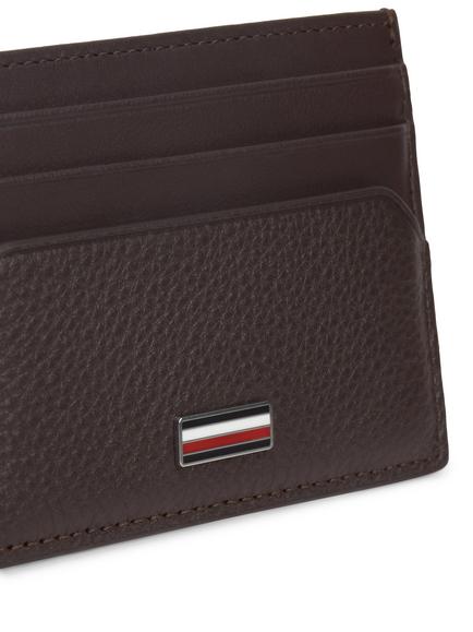 Tommy Hilfiger Leather Card Holder, Brown - view 2, Brown