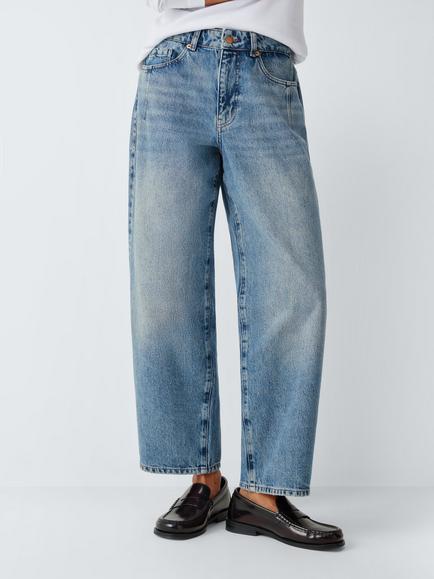 AND/OR Mid Rise Tapered Barrel Leg Jeans, Mid Blue, Mid Blue
