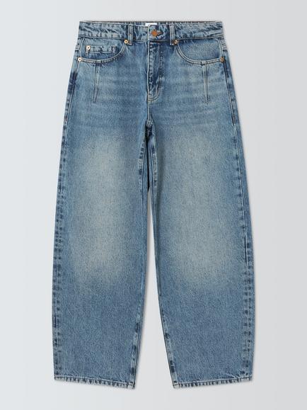 AND/OR Mid Rise Tapered Barrel Leg Jeans, Mid Blue, Mid Blue
