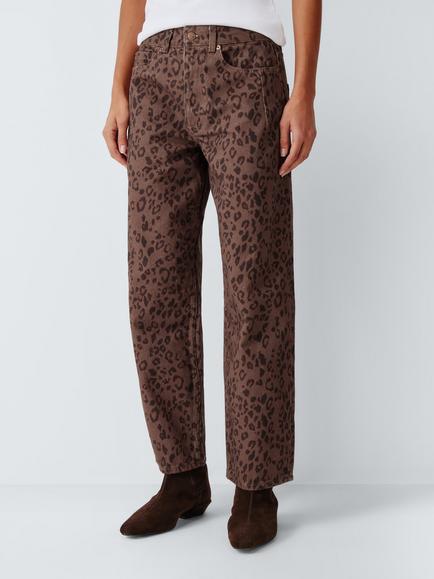 AND/OR Leopard Print Mid Rise Barrel Leg Jeans, Leopard/Multi, Leopard Multi
